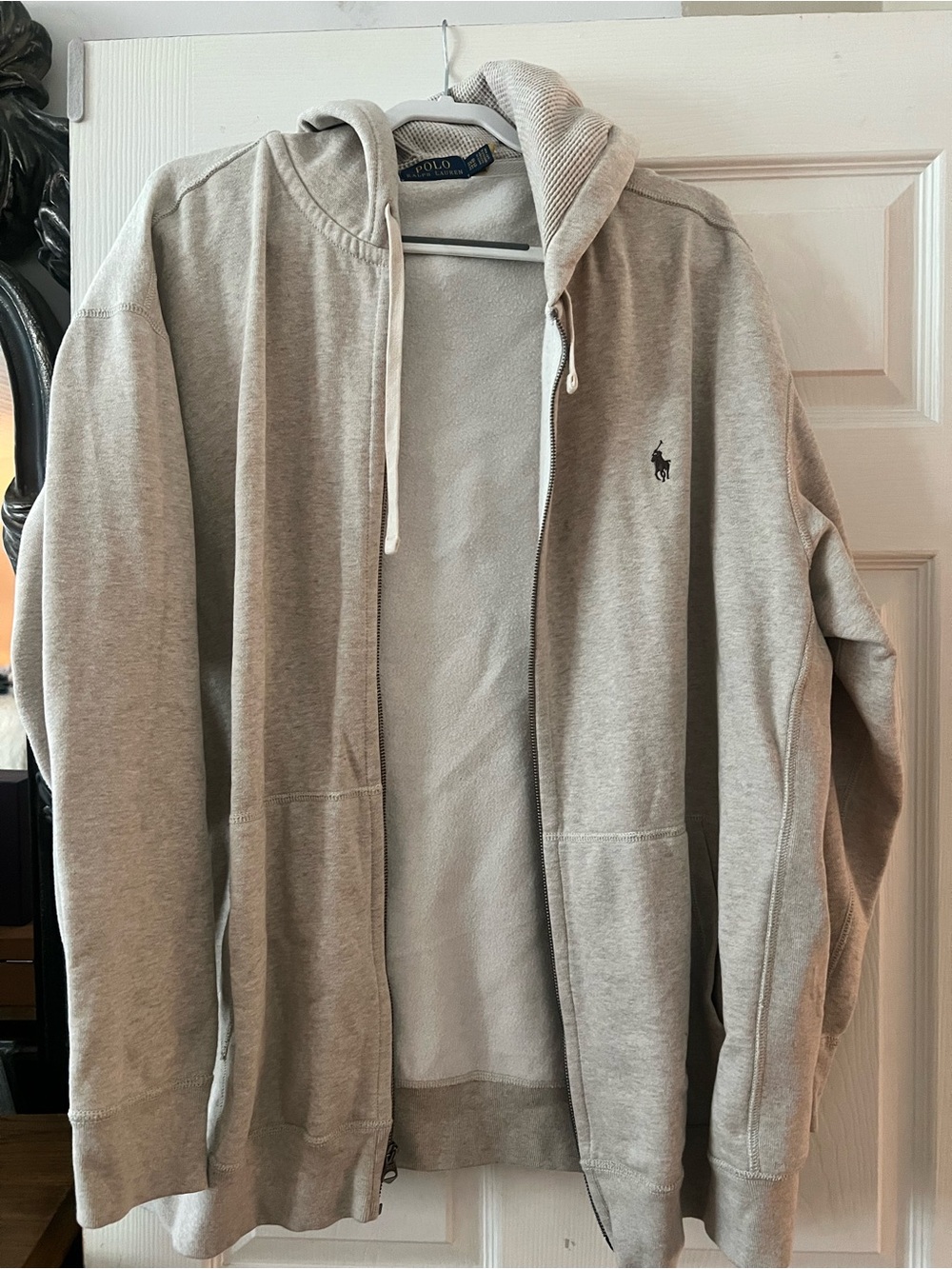 Ralph Lauren Light Gray Zip-Up Hoodie Sweater